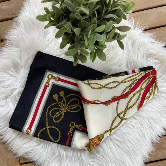 Black, Red, and Gold Tassel Horse Bit Scarf - Picture 1 of 6